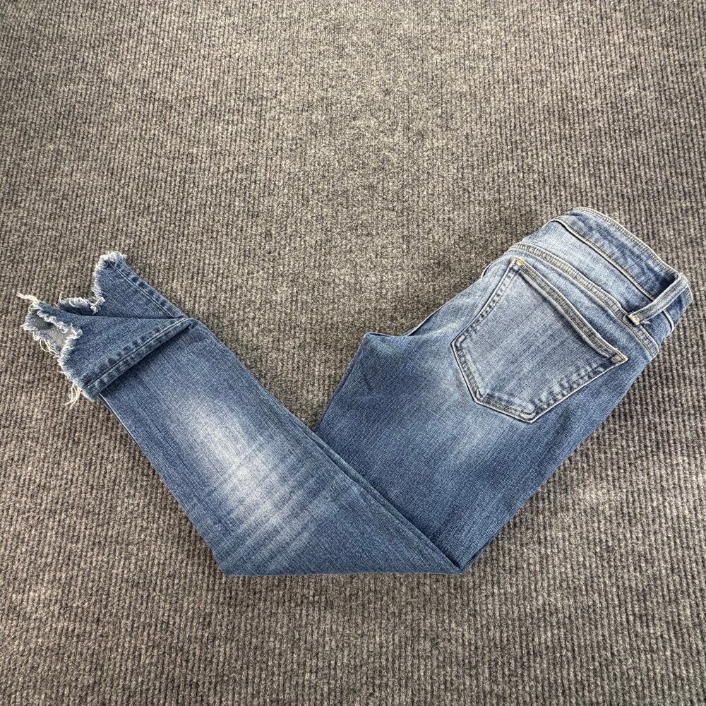 Daytrip Lynx Ankle Skinny Jeans Womens 29 Distressed Ripped Raw Hem Blue Denim